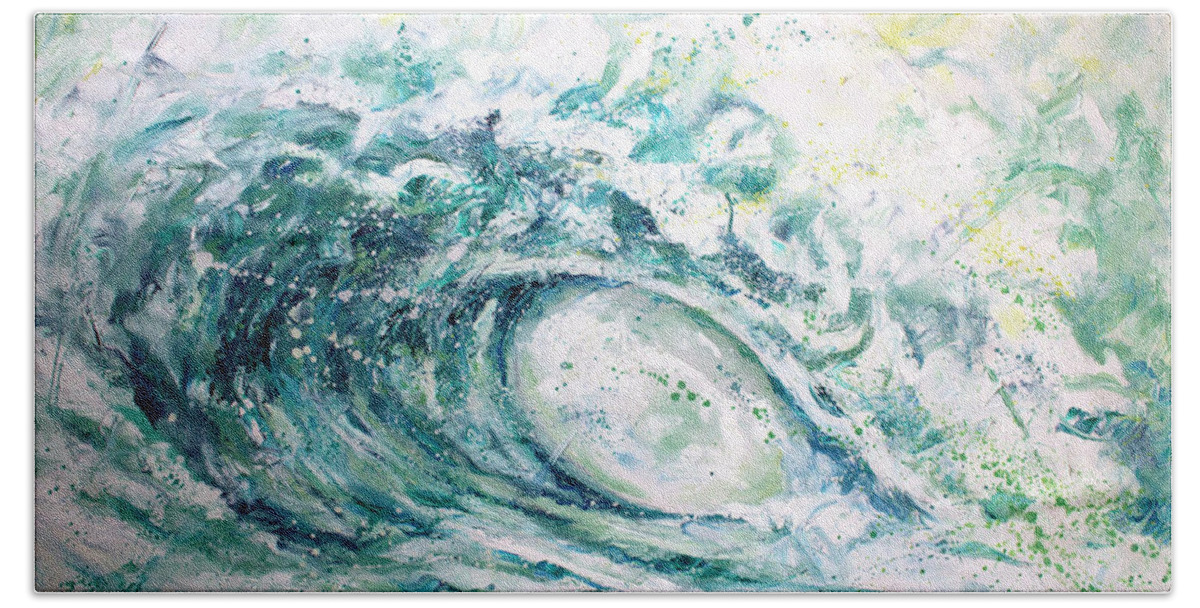 Wave Art Hand Towel featuring the painting White Wash by William Love
