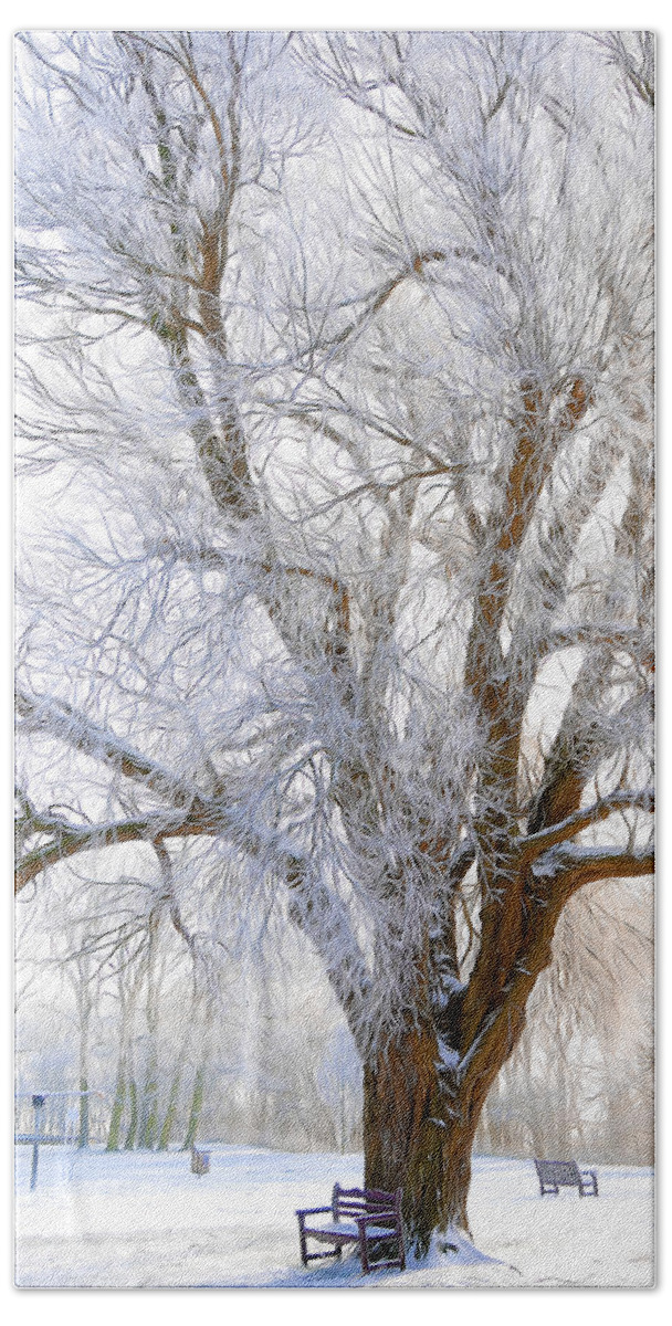 Art Hand Towel featuring the digital art White Winter Tree by Svetlana Sewell