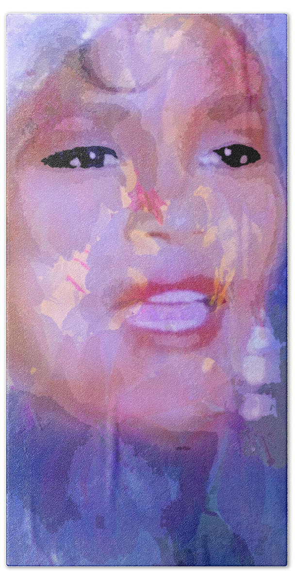 Whitney Bath Towel featuring the painting Whitney by Saundra Myles