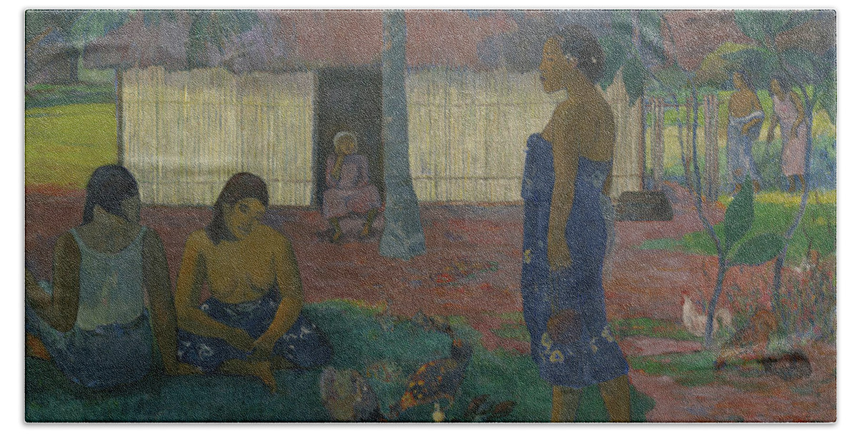 Gauguin Bath Towel featuring the painting Why Are You Angry by Paul Gauguin