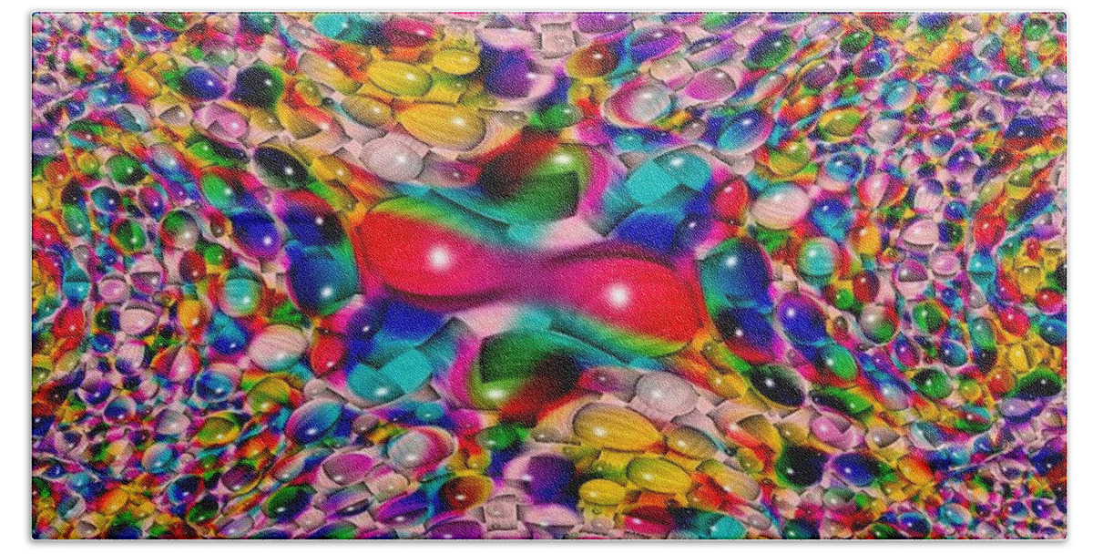 Marble Bath Towel featuring the photograph Wicker Marble Rainbow Fractal by Tim Allen