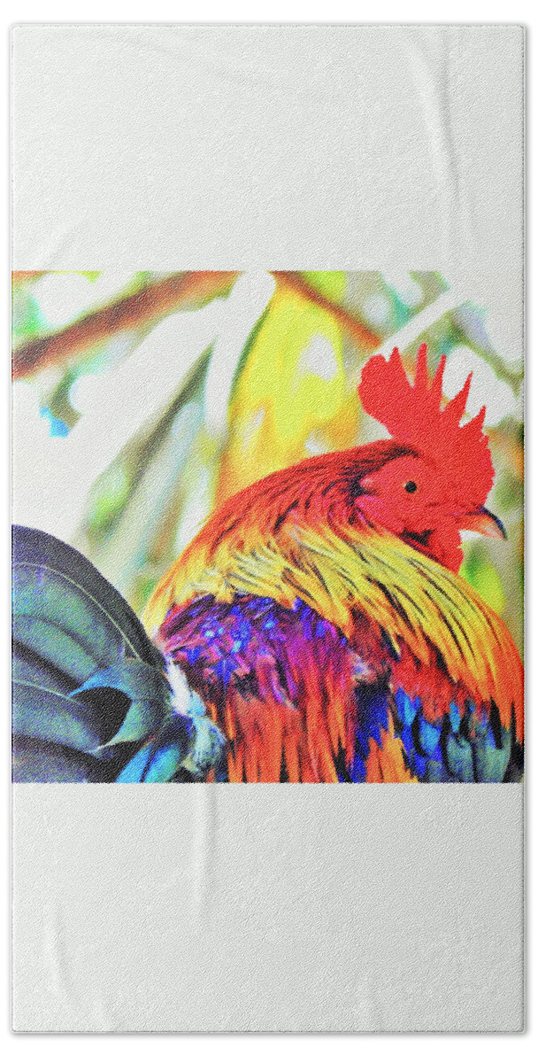 Rooster Bath Towel featuring the digital art Wild and Free by Jan Gelders