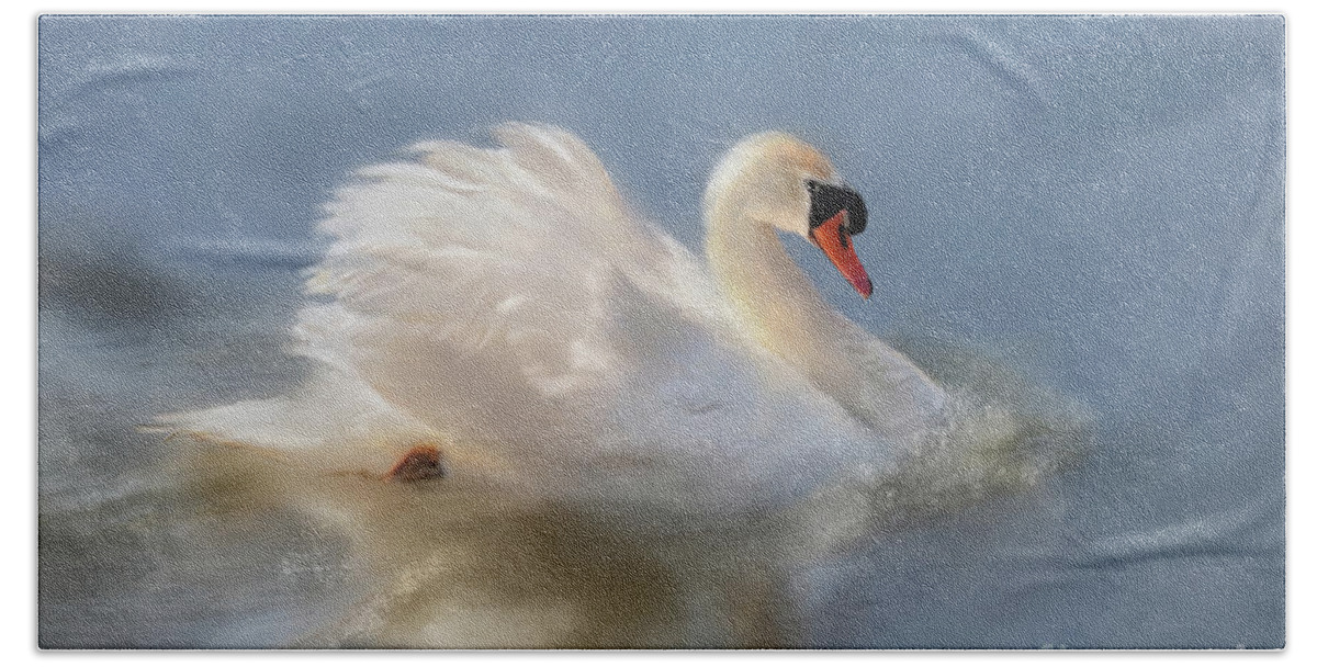 Swan Bath Towel featuring the digital art Wild Beauty Painted by Lois Bryan