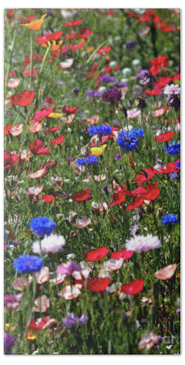 Flowers Bath Towel featuring the photograph Wild Flower Meadow 2 by Baggieoldboy