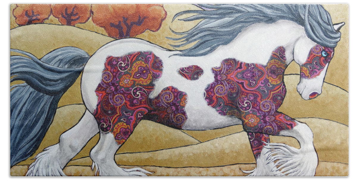 Gypsy Vanner Bath Towel featuring the painting Wild Gypsy Heart by Ande Hall