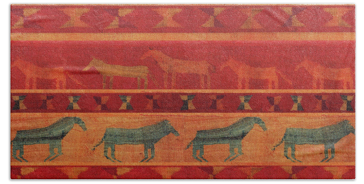 Southwest Decor Bath Towel featuring the digital art Wild Gypsy Mustangs by Vagabond Folk Art - Virginia Vivier
