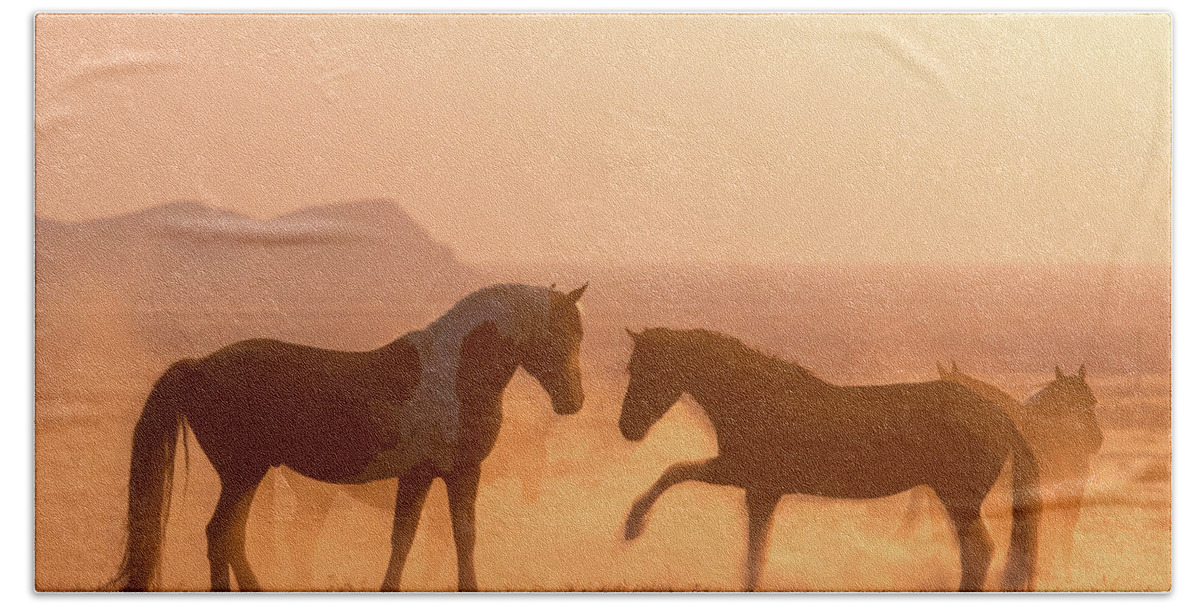 Horse Bath Towel featuring the photograph Wild Horse Glow by Wesley Aston