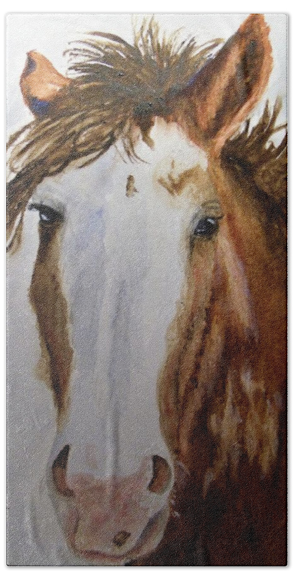 Horse Bath Towel featuring the painting Wild in the Wind by Carol Grimes