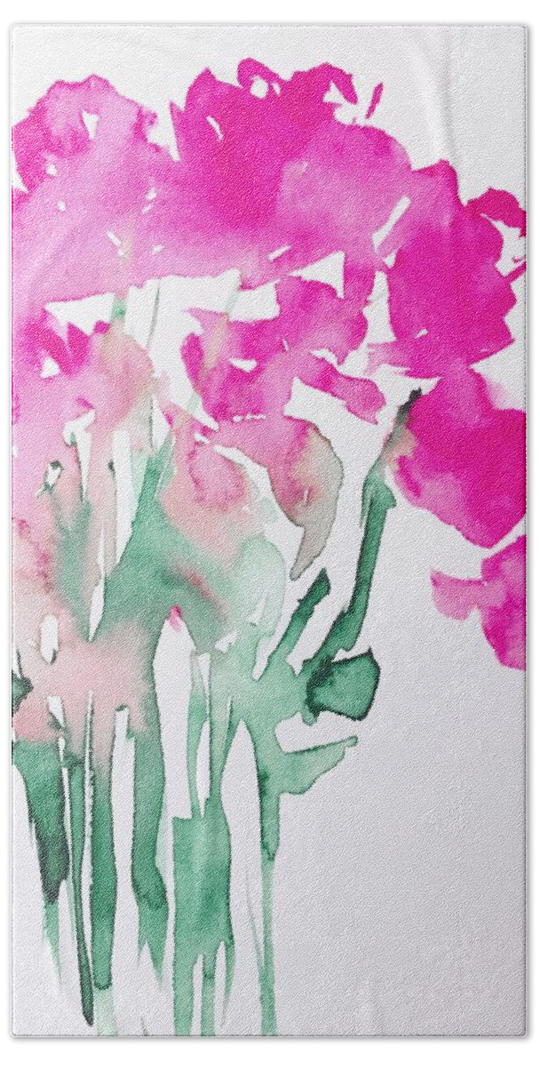 Flower Hand Towel featuring the painting Wild Pink Flowers by Britta Zehm
