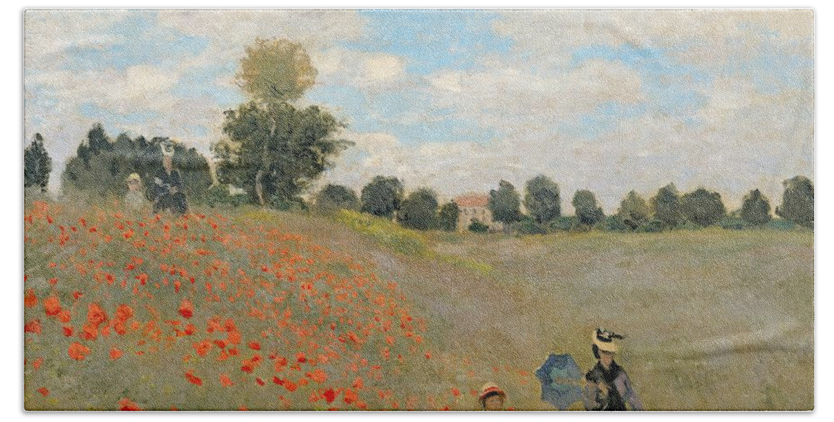 Claude Monetwild Bath Sheet featuring the painting Wild Poppies near Argenteuil by Claude Monet