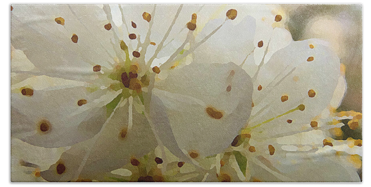 Flowers Hand Towel featuring the mixed media Wild Sand Plum by Shelli Fitzpatrick
