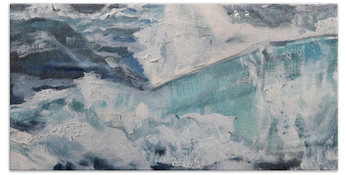 Sea Hand Towel featuring the painting Wild Waves by Christel Roelandt
