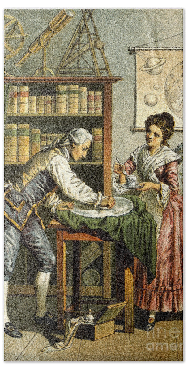Science Bath Towel featuring the photograph William And Caroline Herschel, German by Wellcome Images