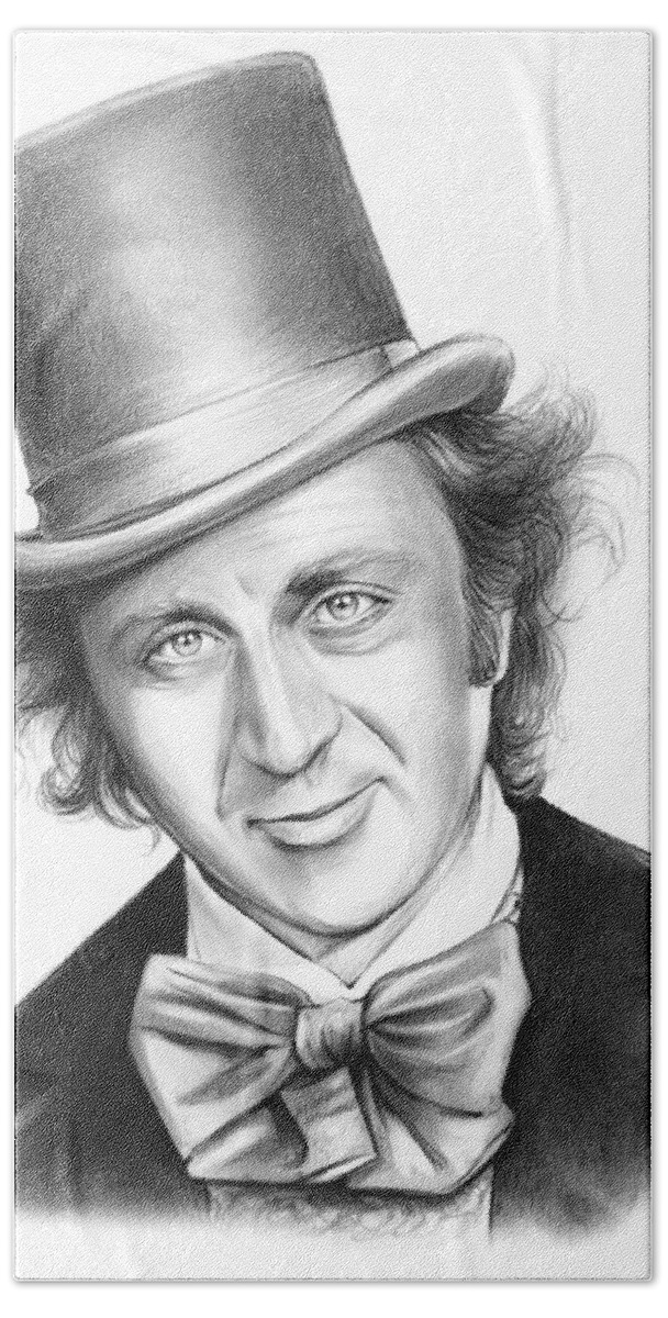 Willy Wonka Hand Towel featuring the drawing Willy Wonka by Greg Joens