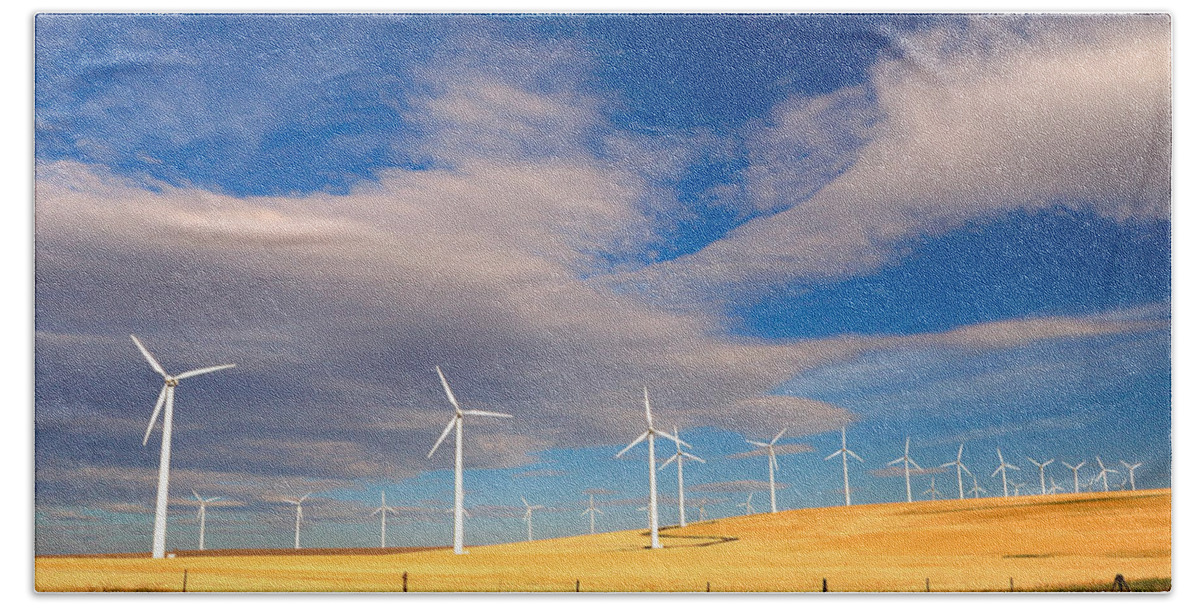 Wind Hand Towel featuring the photograph Wind Farm Against the Sky by Todd Kreuter