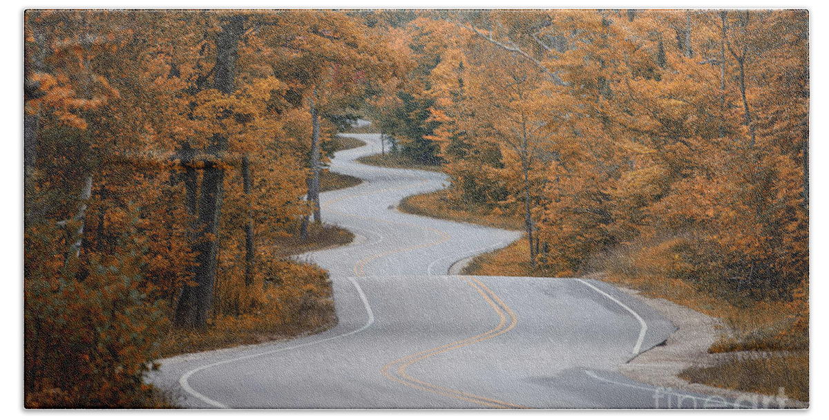 Winding Hand Towel featuring the photograph Winding Road by Timothy Johnson