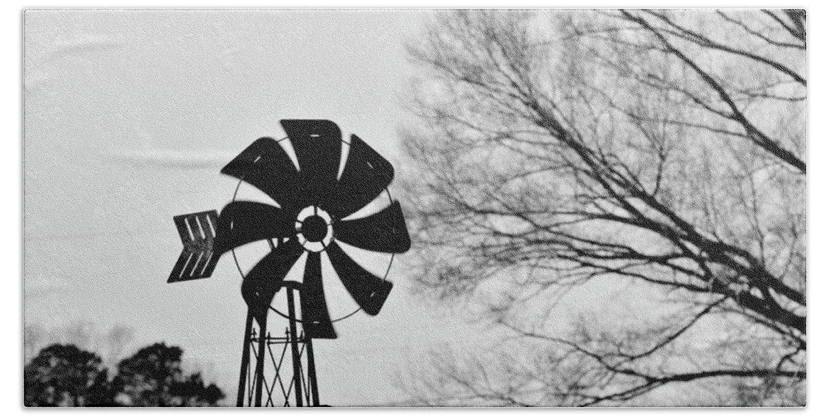 Windmill Bath Towel featuring the photograph Windmill on the Farm by Nicole Lloyd