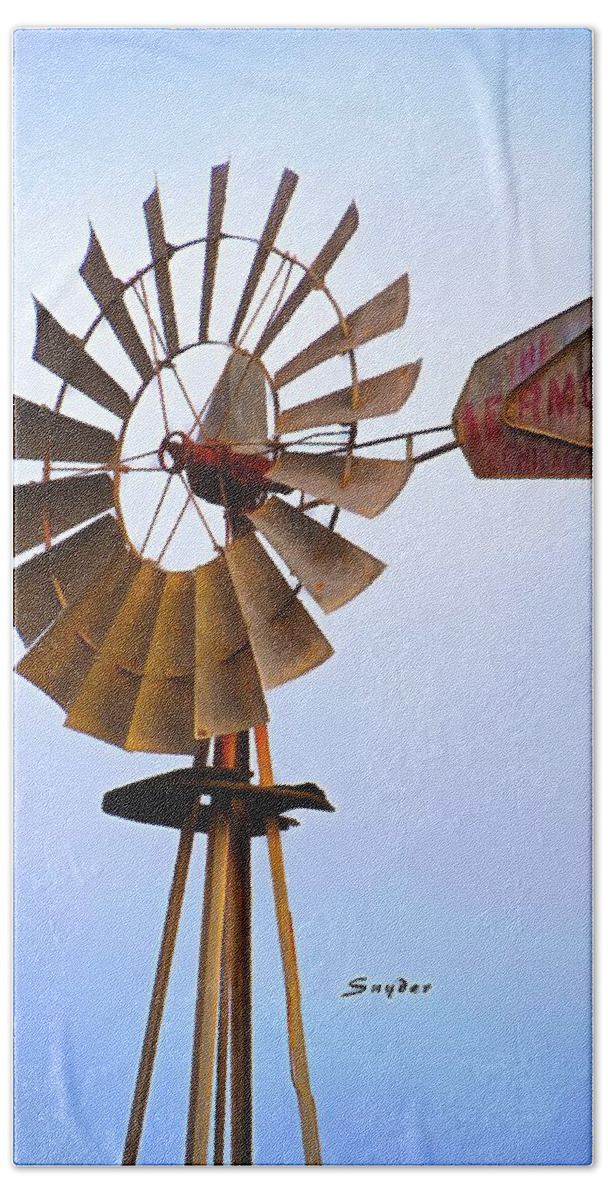 Windmill Bath Towel featuring the photograph Windmill Sisquoc California by Floyd Snyder