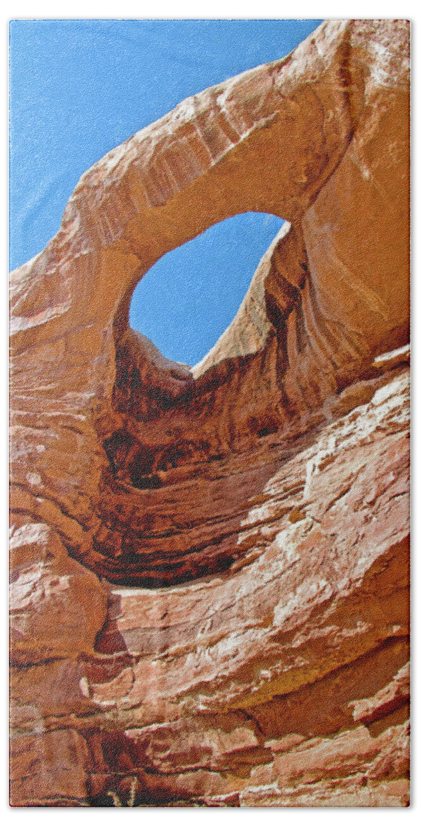 Window In Birthday Arch Off Highway 89 North Bath Towel featuring the photograph Window in Birthday Arch off Highway 89 North, Utah by Ruth Hager