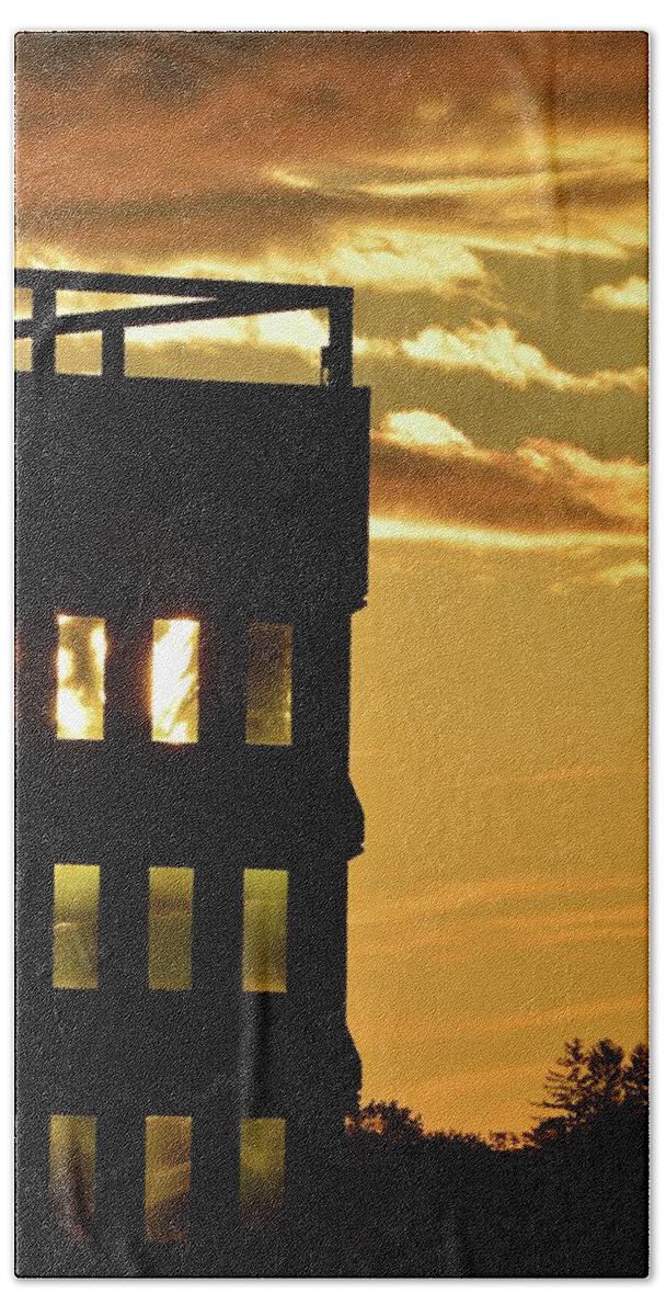 Abstract Bath Towel featuring the photograph Windows At Sunset by Lyle Crump