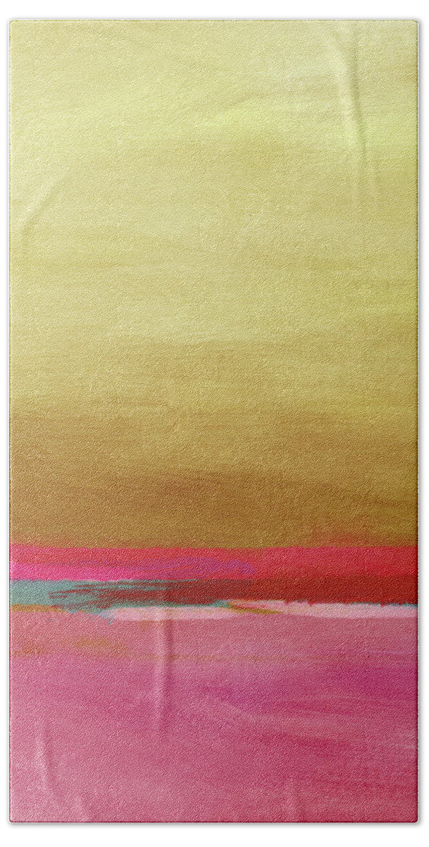 Abstract Bath Sheet featuring the mixed media Windswept Sunrise- Art by Linda Woods by Linda Woods
