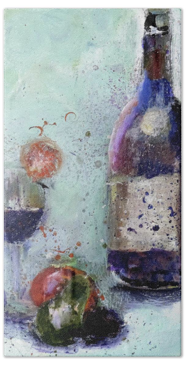 Wine Bath Towel featuring the digital art Wine Splash And Splatter by Lisa Kaiser