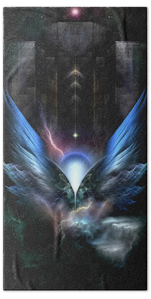 Wings Bath Towel featuring the digital art Wings Of Light Fractal Composition by Rolando Burbon