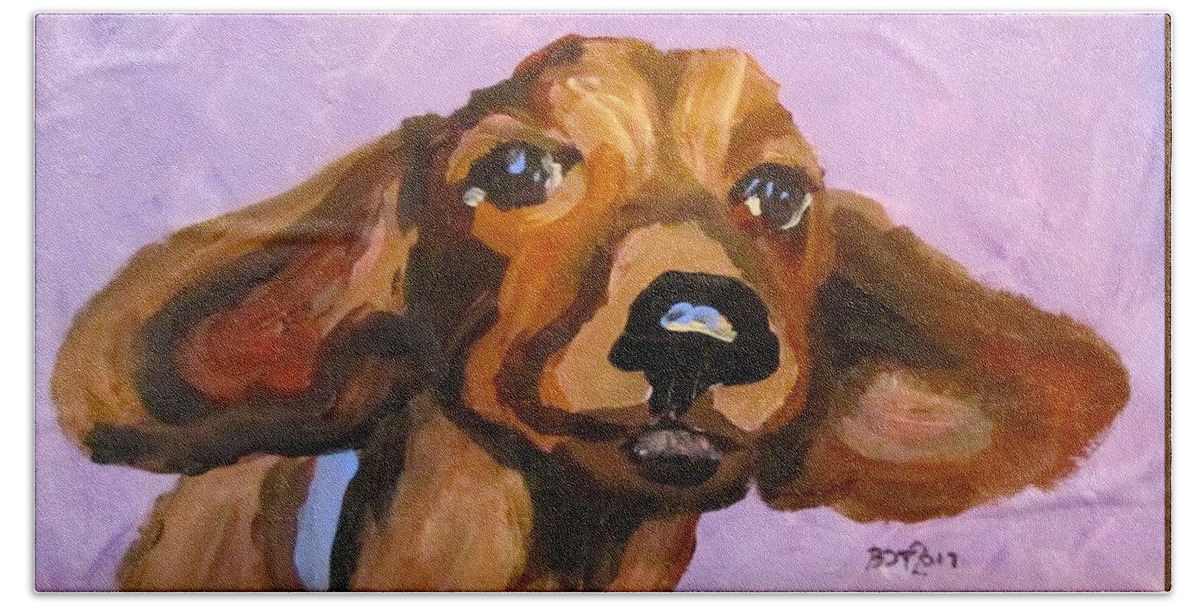 Dog Bath Towel featuring the painting Wings by Barbara O'Toole