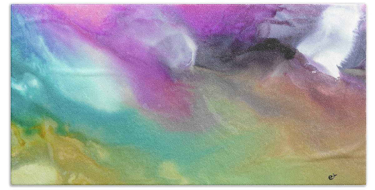 Abstract Bath Towel featuring the painting Wings of Flight by Eli Tynan