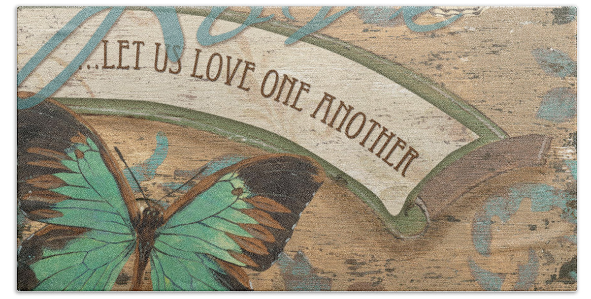 Butterfly Hand Towel featuring the painting Wings of Love by Debbie DeWitt
