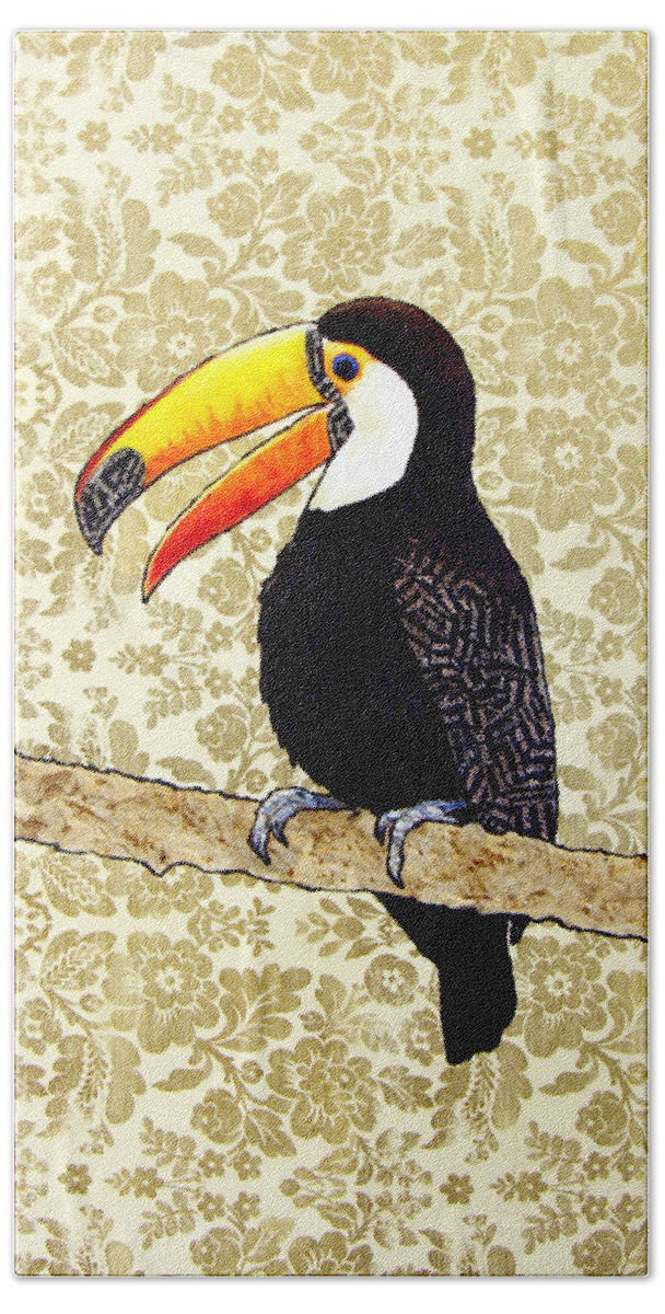Toucan Bath Towel featuring the painting Winston by Jacqueline Bevan