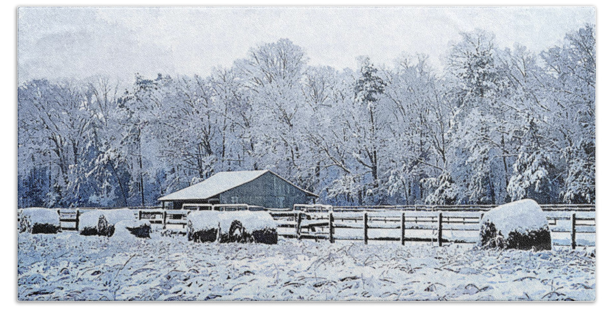 Color Bath Towel featuring the photograph Winter at Bellswood Pasture by Alan Hausenflock