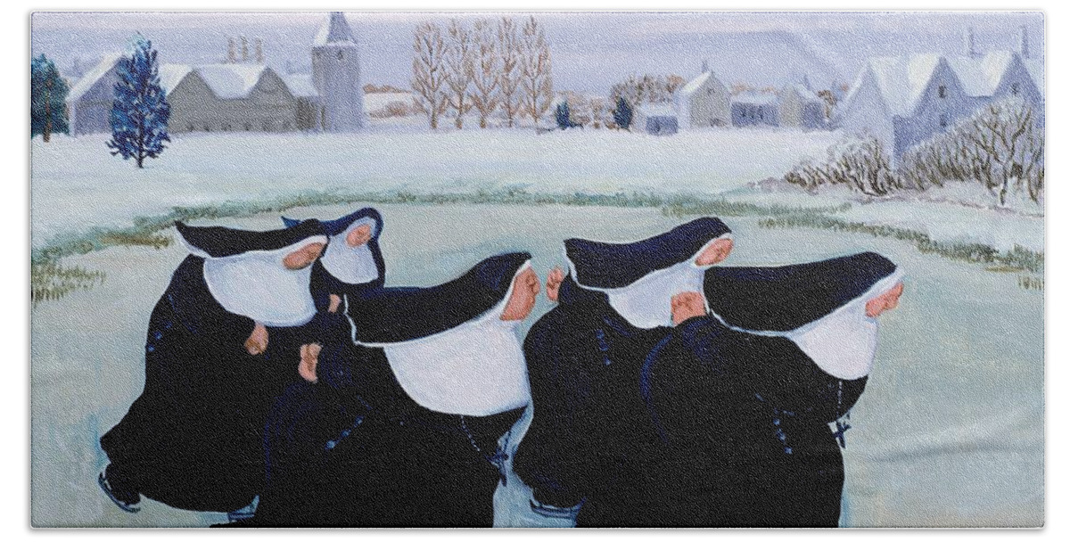 Habit Hand Towel featuring the painting Winter at the Convent by Margaret Loxton