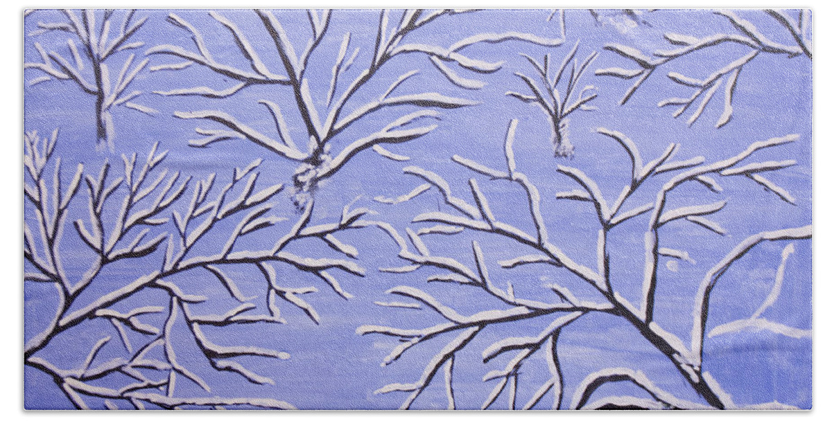 Art Hand Towel featuring the painting Winter branches, painting by Irina Afonskaya