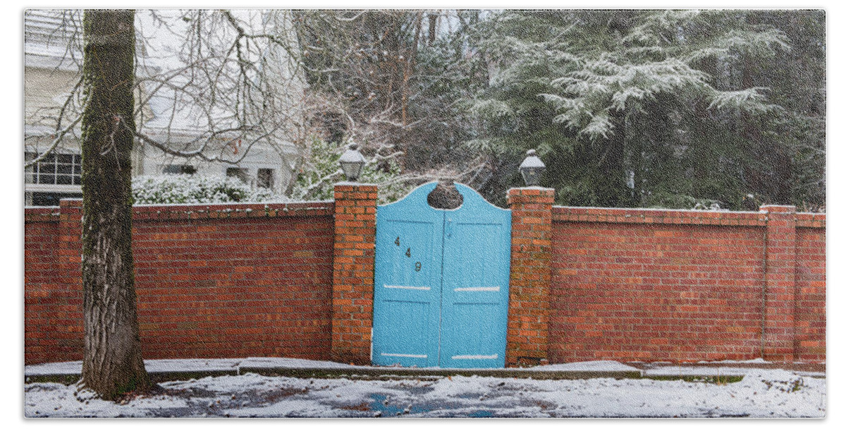Door Bath Towel featuring the photograph Winter Bricks by Robin Mayoff