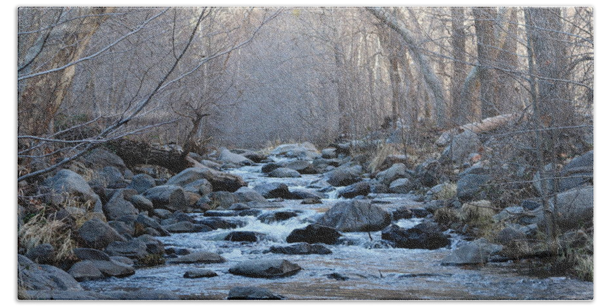 Winter Creek Hand Towel featuring the photograph Winter Creek by Christy Pooschke