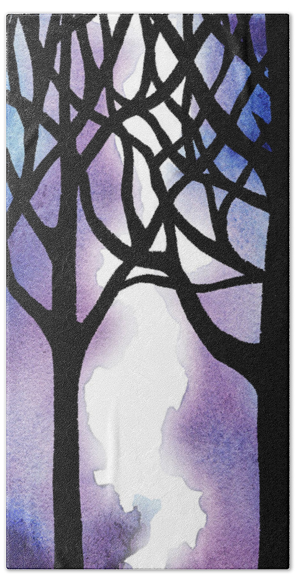 Watercolor Forest Hand Towel featuring the painting Winter Forest by Irina Sztukowski