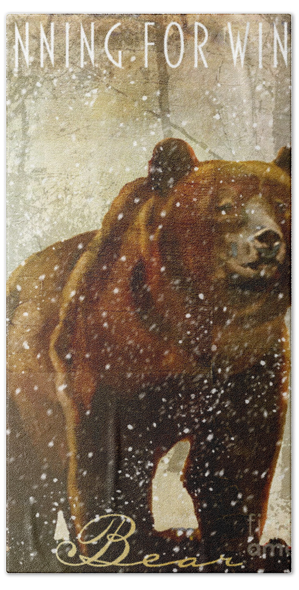 Bear Bath Towel featuring the painting Winter Game Bear by Mindy Sommers