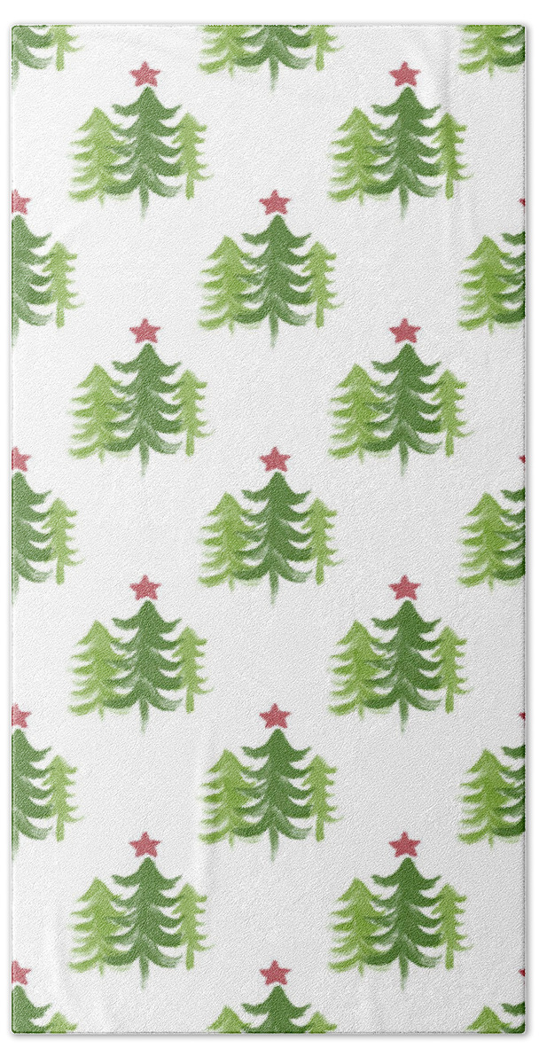 Winter Hand Towel featuring the painting Winter Holiday Trees 2- Art by Linda Woods by Linda Woods