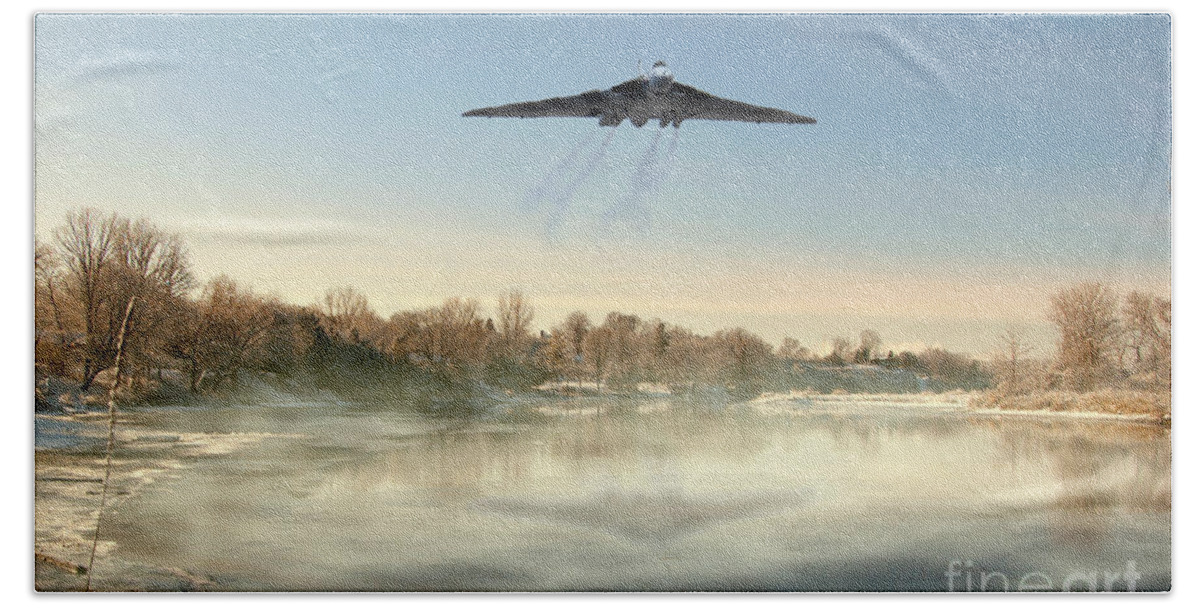 Avro Bath Towel featuring the digital art Winter In Bomber Country by Airpower Art