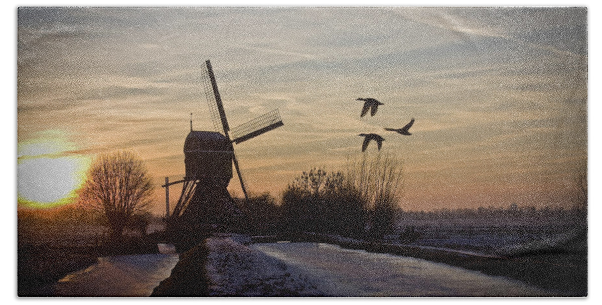 Dutch Bath Towel featuring the photograph Winter in Holland-1 by Casper Cammeraat