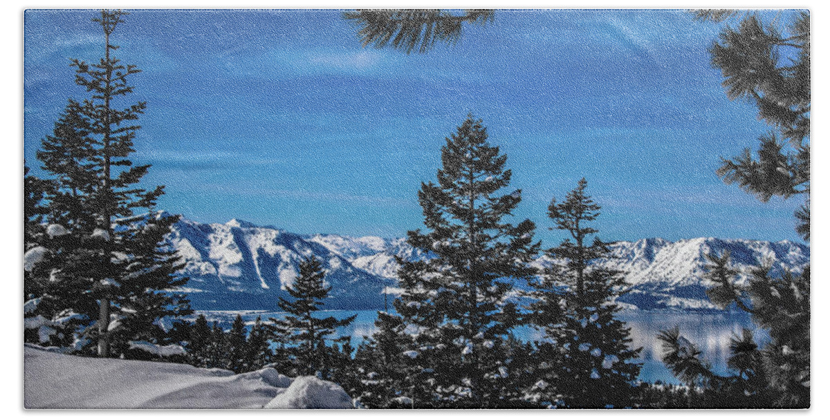 Lake Tahoe Bath Towel featuring the photograph Winter in Lake Tahoe by Steph Gabler