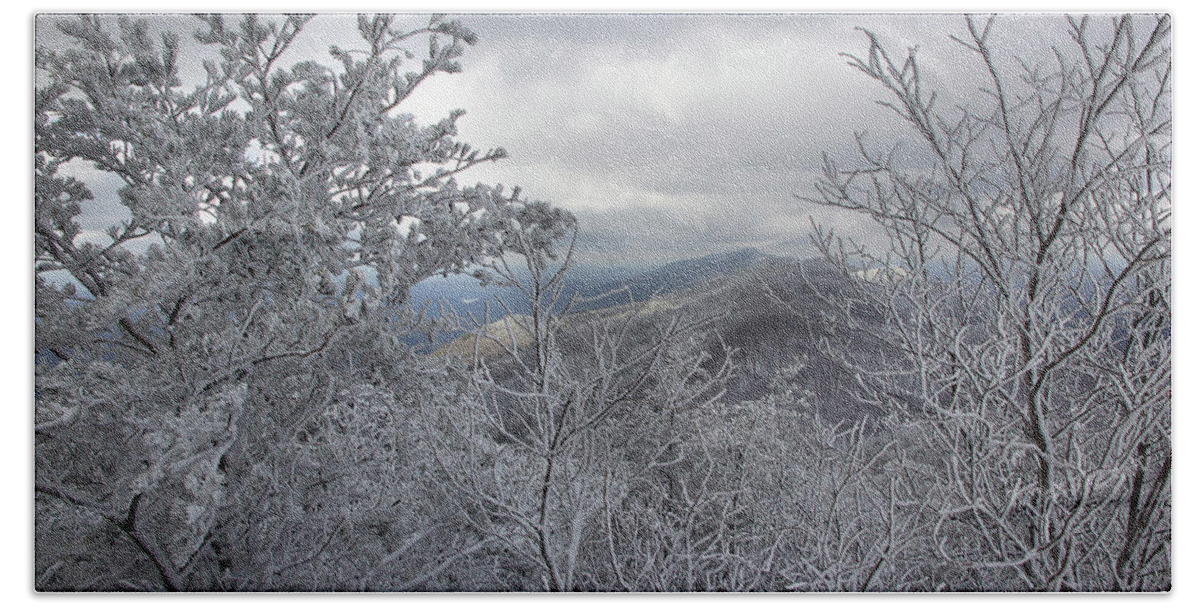 Mountains Bath Towel featuring the photograph Winter Mountains Beyond by Mike Eingle