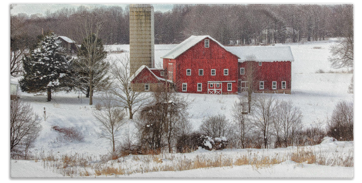 Farm Hand Towel featuring the photograph Winter on a Farm by Rod Best