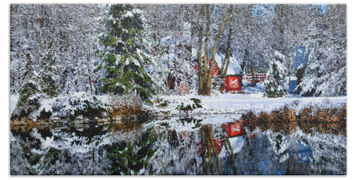 Snow Bath Towel featuring the photograph Winter Reflection by Kristin Elmquist