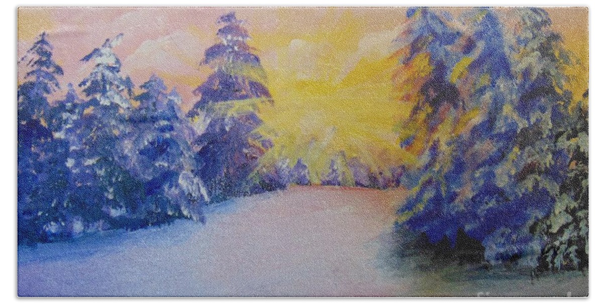 Winter Bath Towel featuring the painting Winter by Saundra Johnson