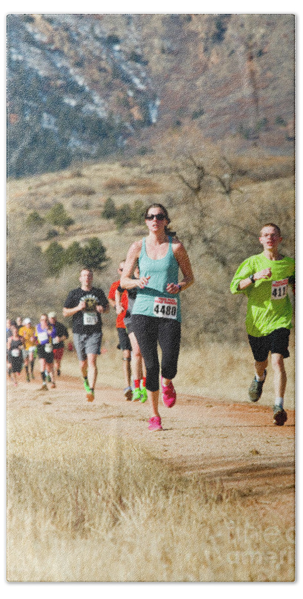 Winter Series Hand Towel featuring the photograph Winter Series II Runners Home Stretch by Steven Krull
