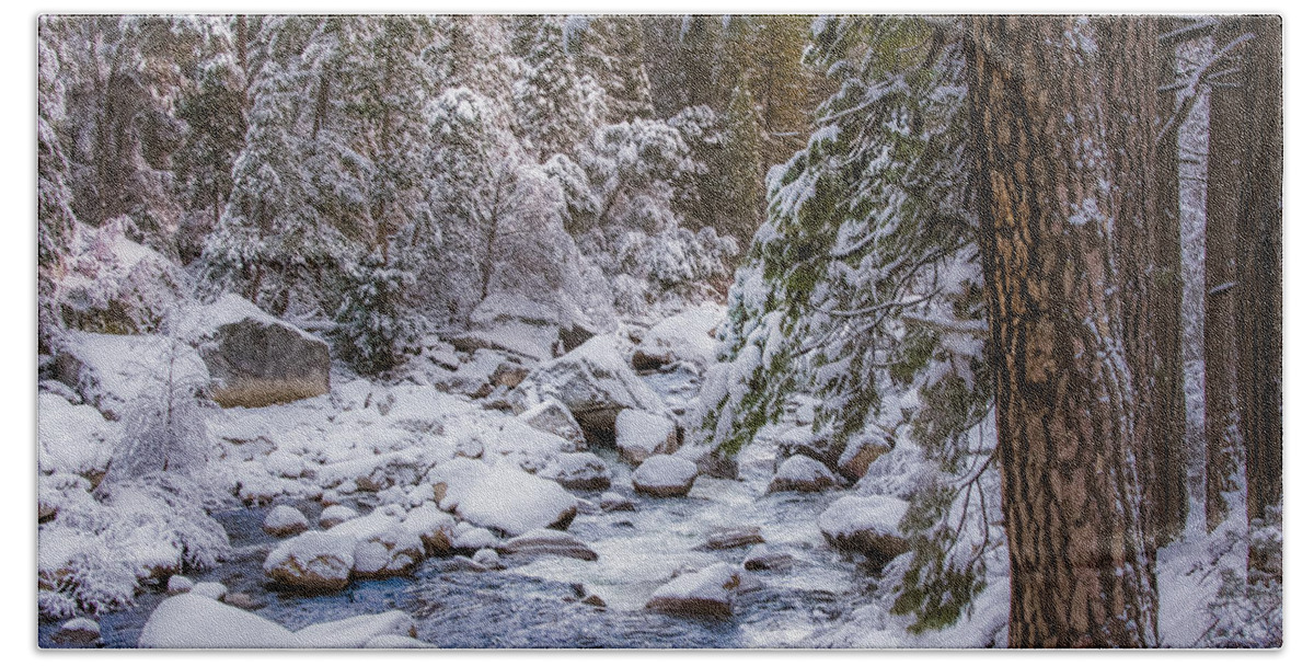 Yosemite Bath Towel featuring the photograph Winter Song by Susan Eileen Evans