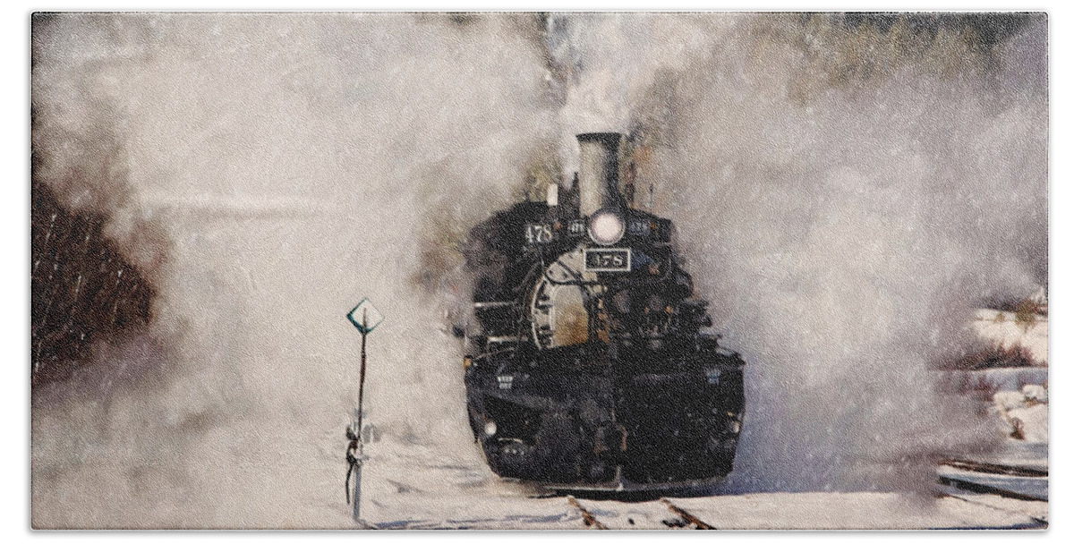 Steam Train Hand Towel featuring the photograph Winter Steam at Rockwood Colorado by Ken Smith