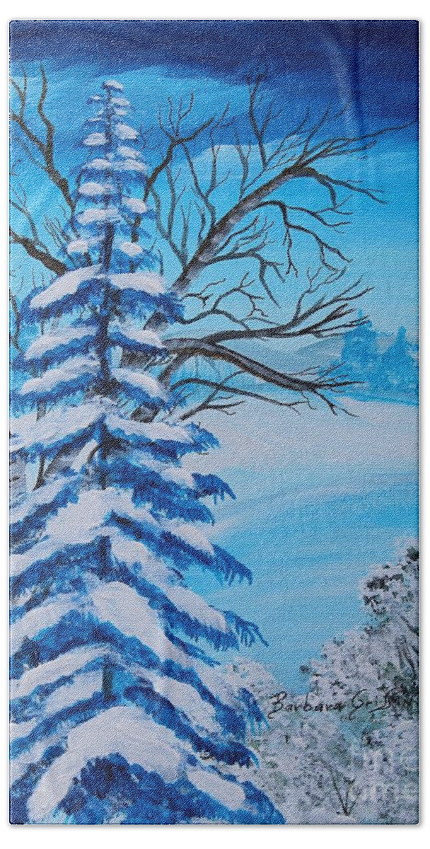 Barbara Griffin Bath Towel featuring the painting Winters Palette by Barbara A Griffin